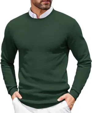 COOFANDY Mens Dress Pullover Sweater Lightweight Waffle Knit Sweater Slim Fit Crewneck Business Casual Sweater