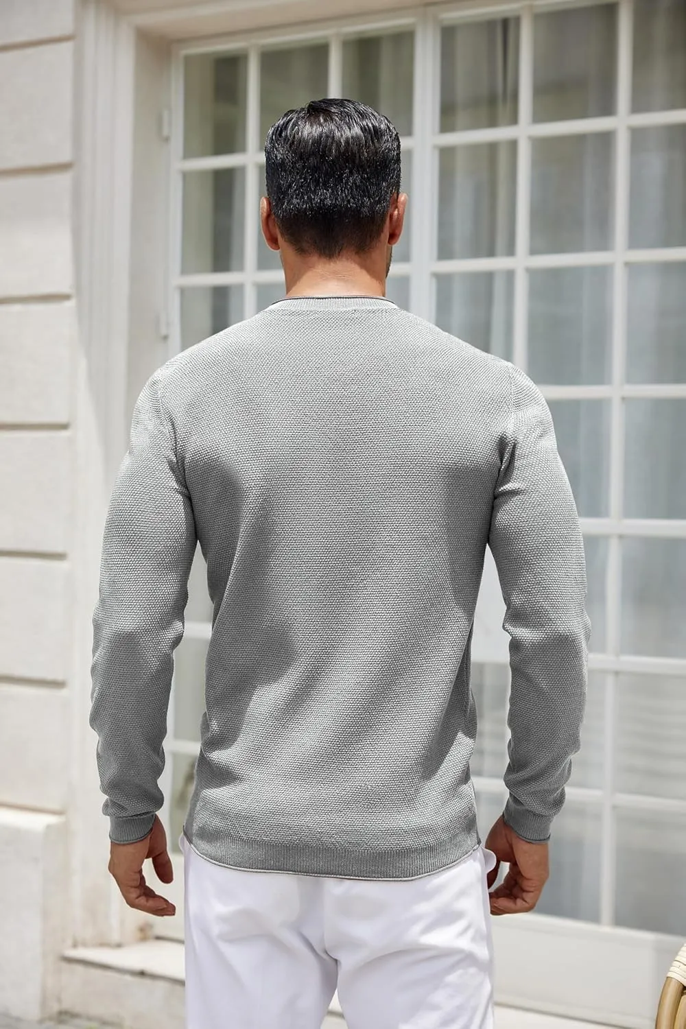 COOFANDY Mens Dress Pullover Sweater Lightweight Waffle Knit Sweater Slim Fit Crewneck Business Casual Sweater