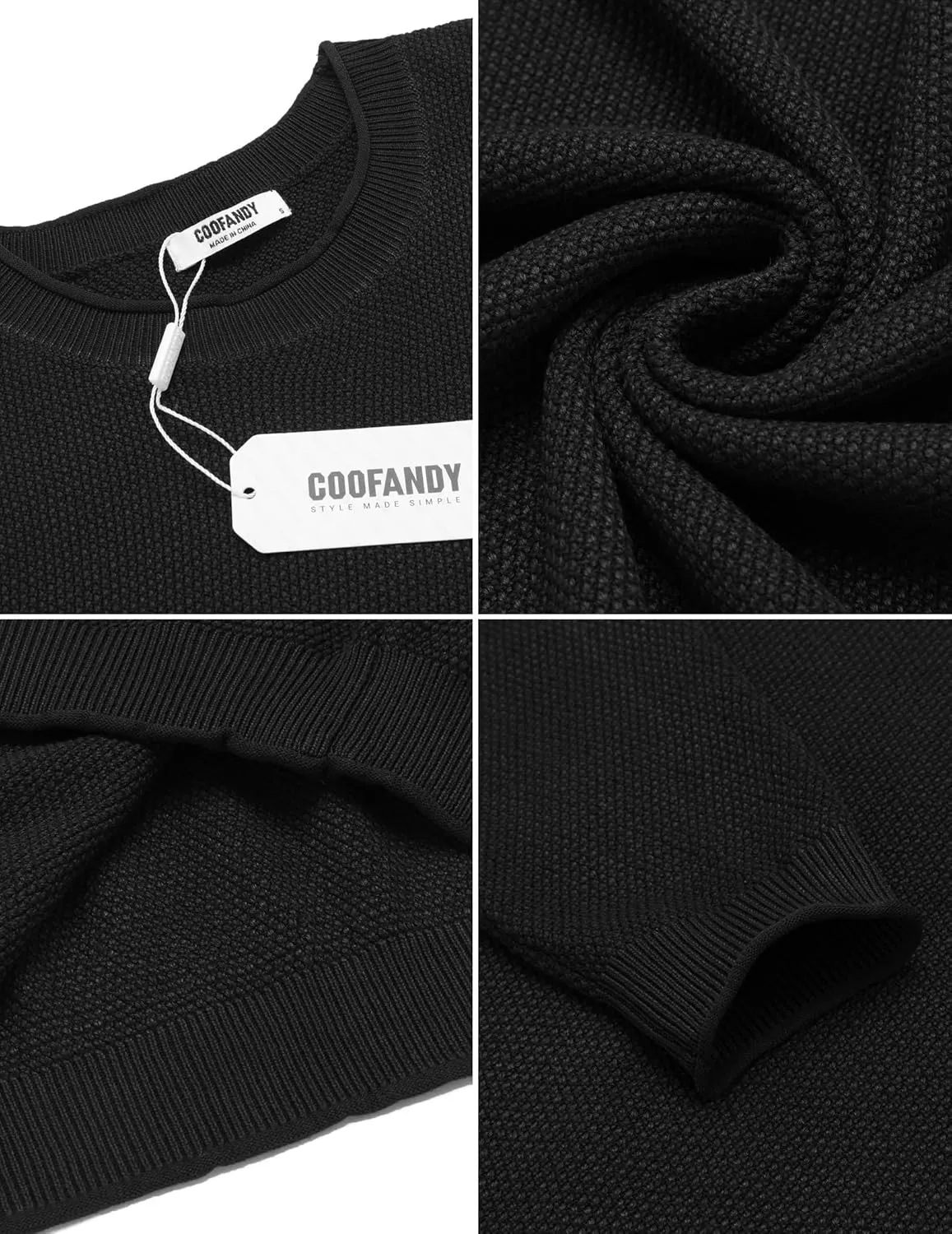 COOFANDY Mens Dress Pullover Sweater Lightweight Waffle Knit Sweater Slim Fit Crewneck Business Casual Sweater