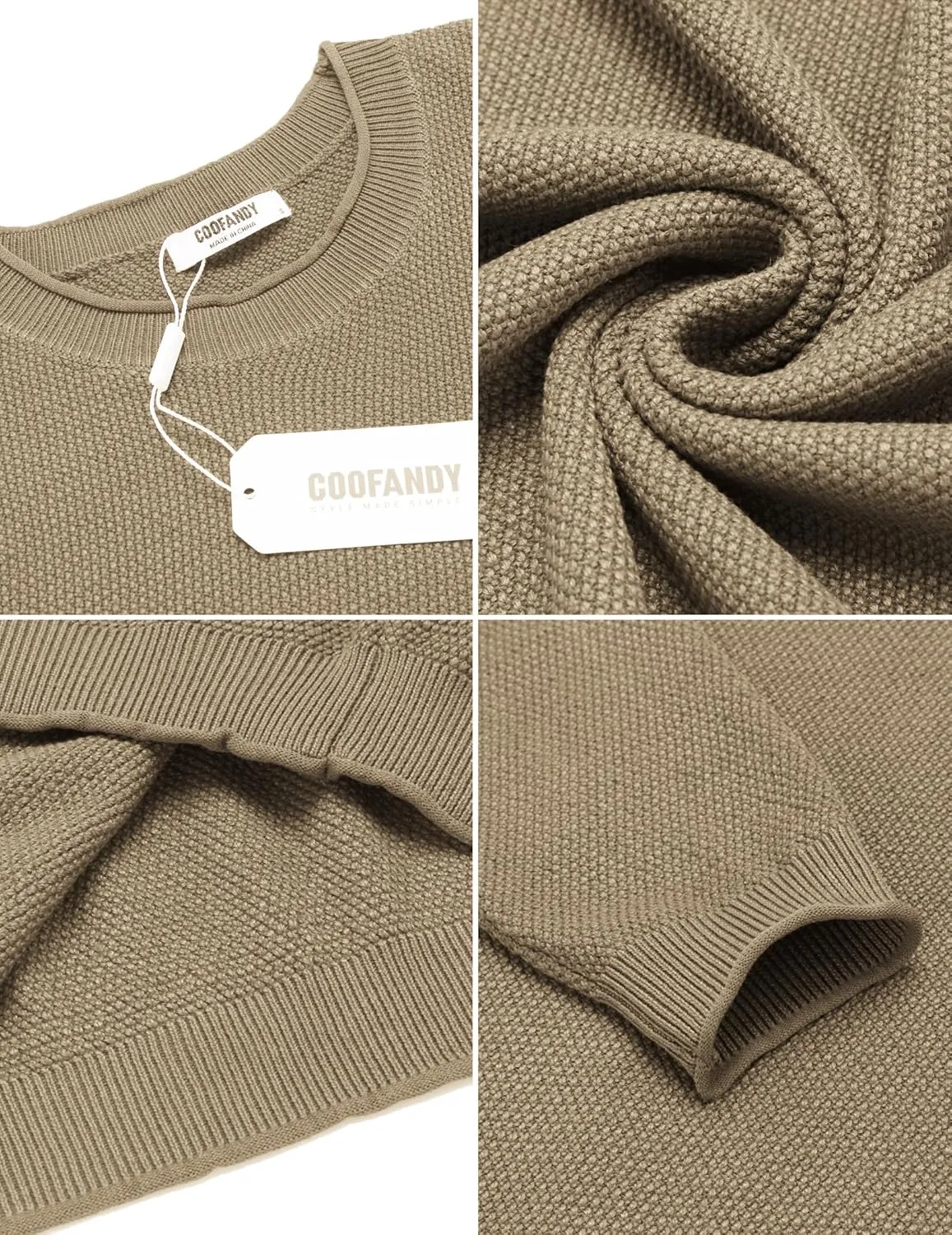 COOFANDY Mens Dress Pullover Sweater Lightweight Waffle Knit Sweater Slim Fit Crewneck Business Casual Sweater