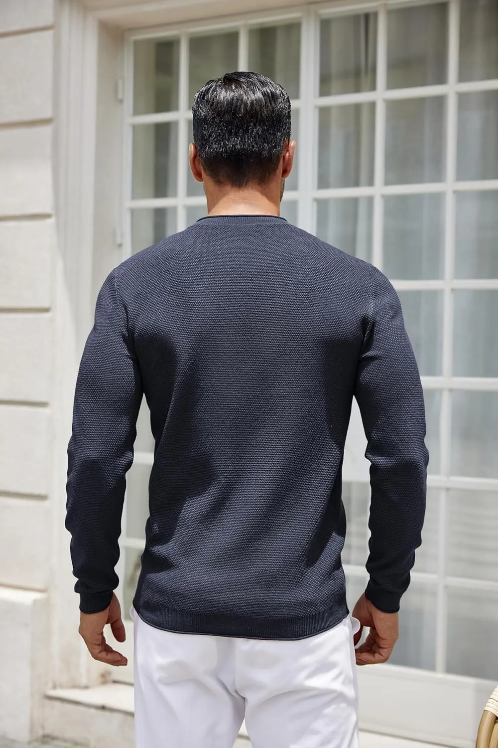 COOFANDY Mens Dress Pullover Sweater Lightweight Waffle Knit Sweater Slim Fit Crewneck Business Casual Sweater