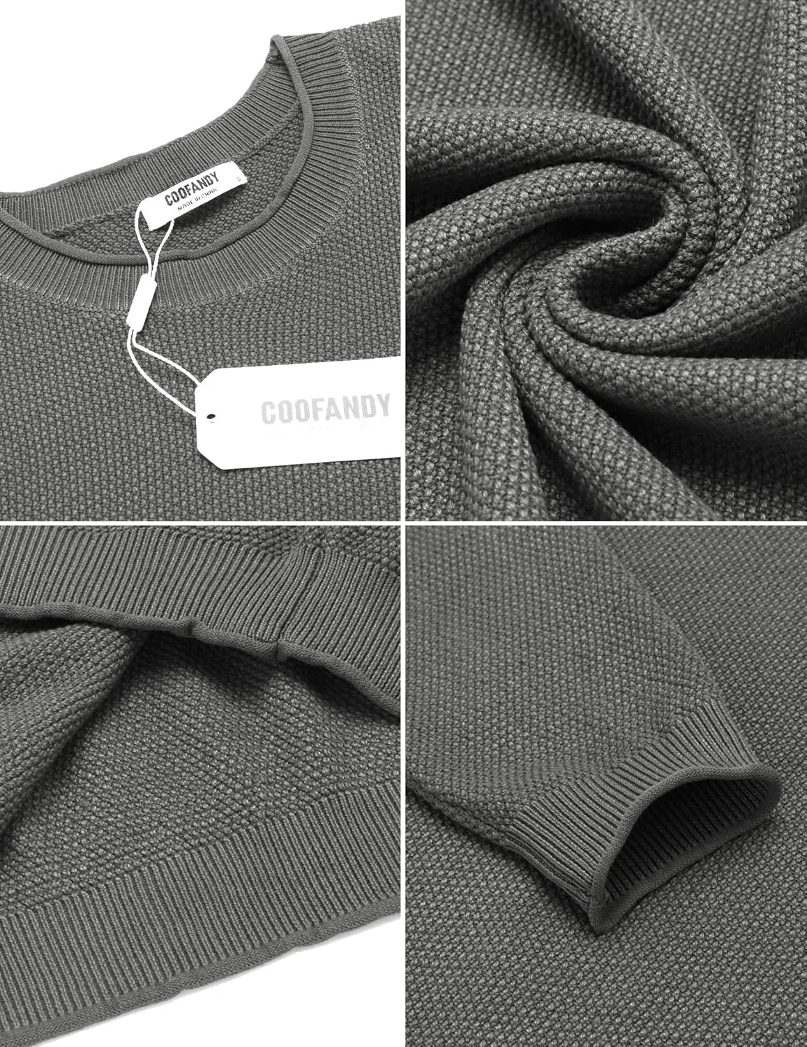 COOFANDY Mens Dress Pullover Sweater Lightweight Waffle Knit Sweater Slim Fit Crewneck Business Casual Sweater