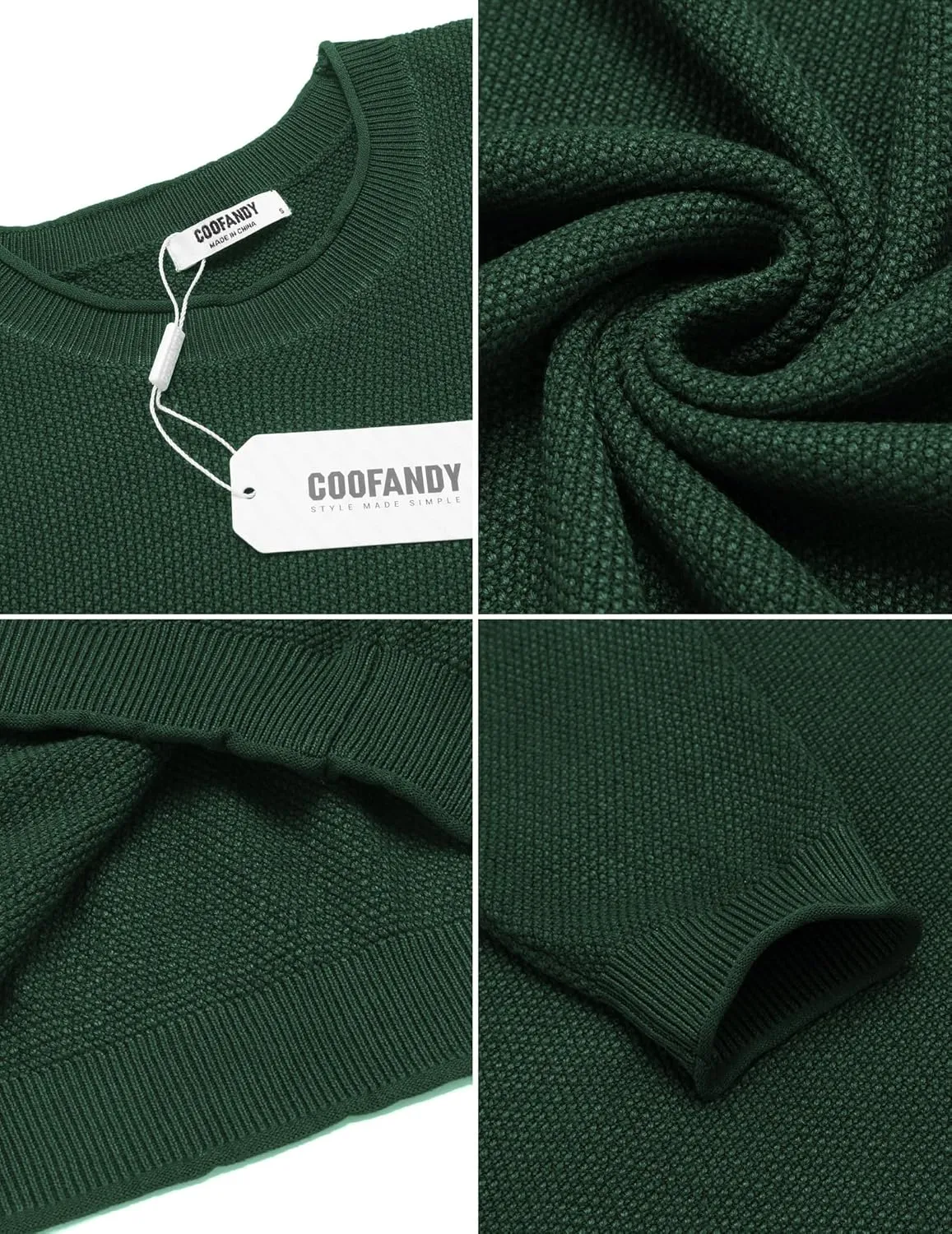 COOFANDY Mens Dress Pullover Sweater Lightweight Waffle Knit Sweater Slim Fit Crewneck Business Casual Sweater
