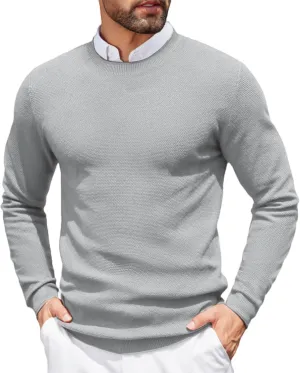 COOFANDY Mens Dress Pullover Sweater Lightweight Waffle Knit Sweater Slim Fit Crewneck Business Casual Sweater