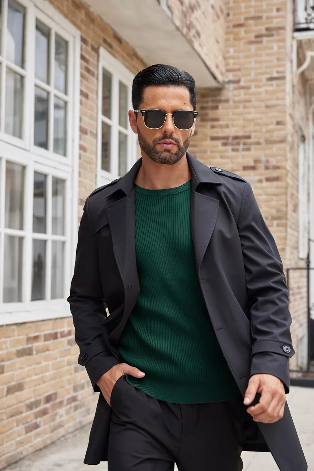 COOFANDY Men's Ribbed Crewneck Sweater Long Sleeve Slim Fit Knitted Pullover Sweater