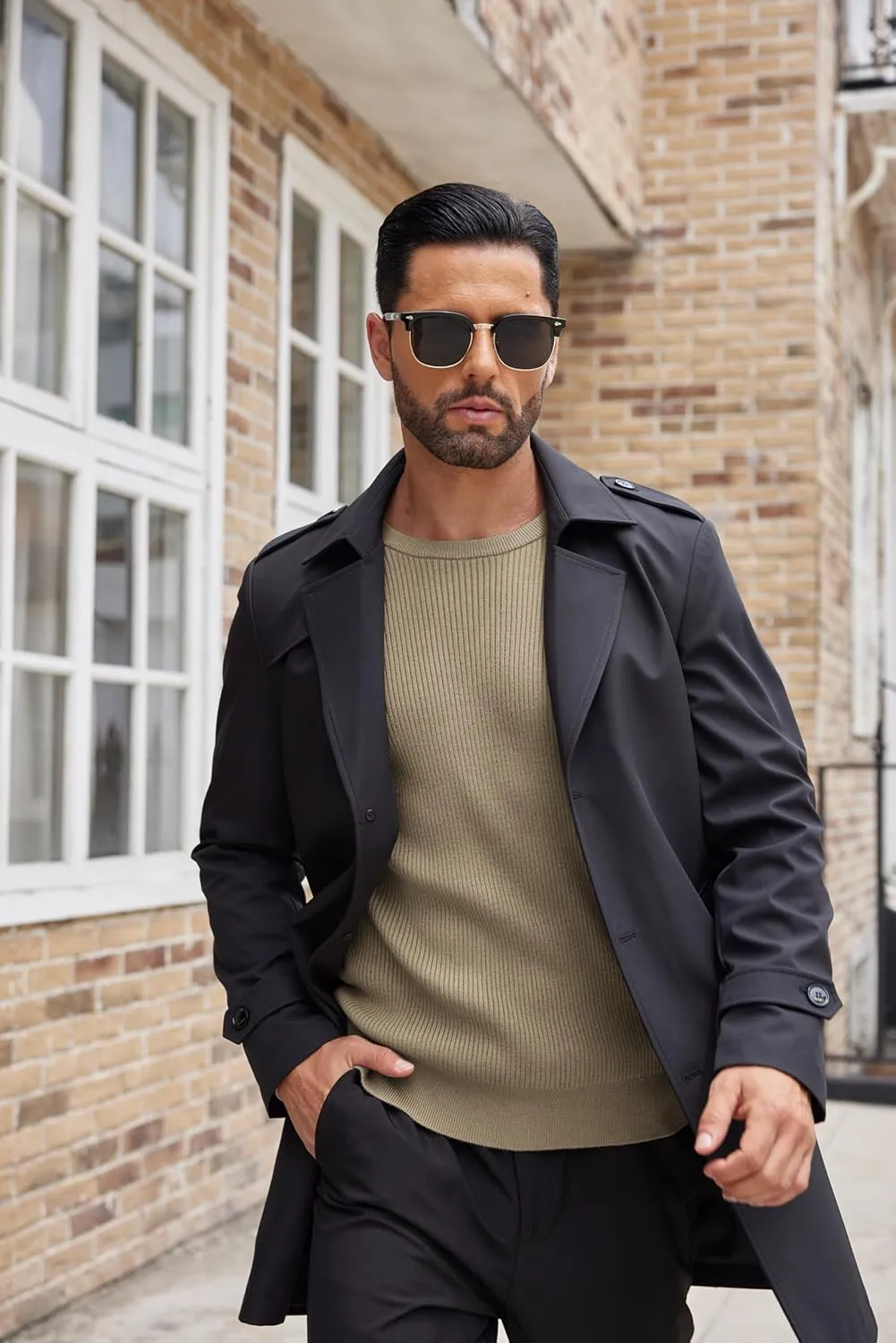 COOFANDY Men's Ribbed Crewneck Sweater Long Sleeve Slim Fit Knitted Pullover Sweater