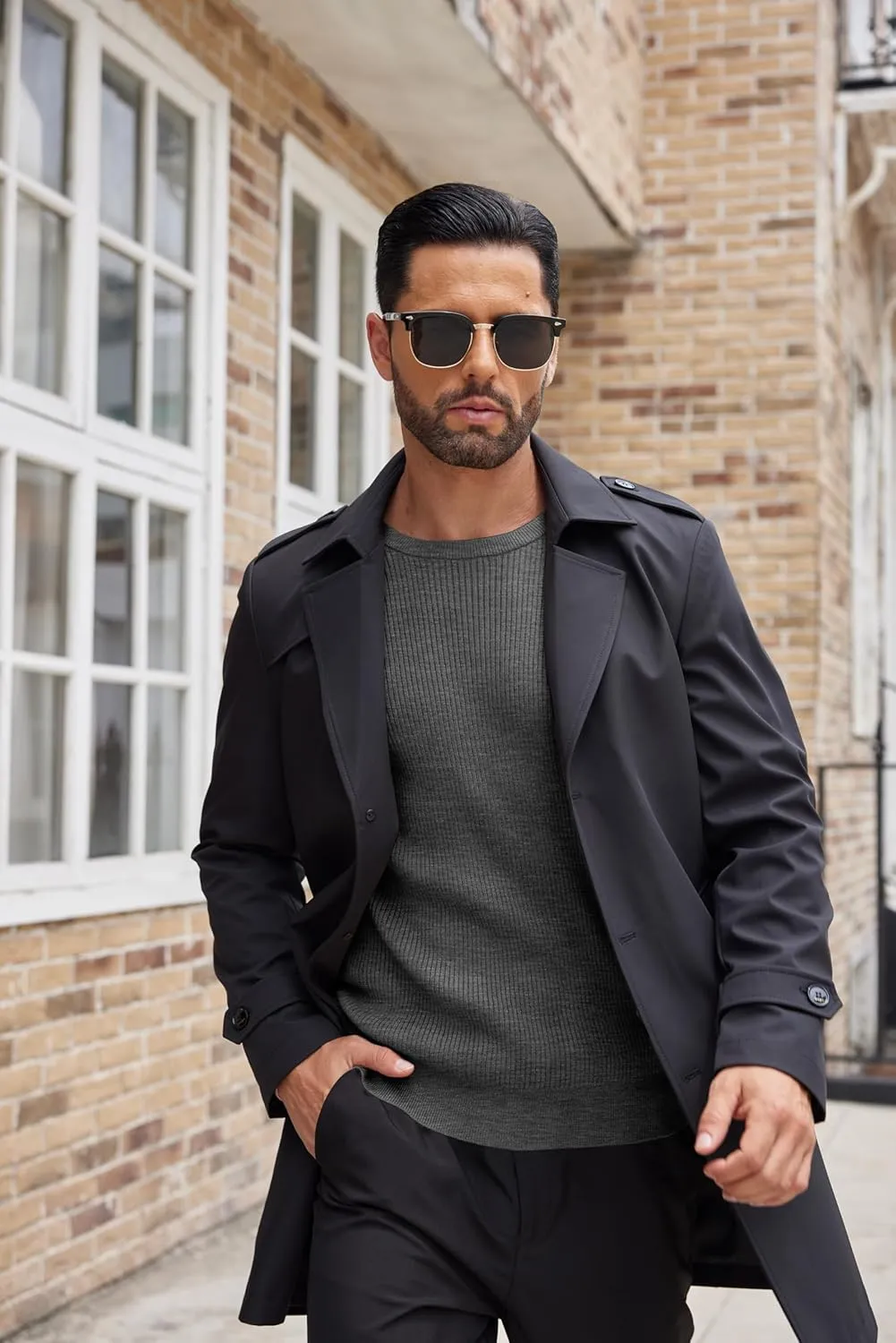 COOFANDY Men's Ribbed Crewneck Sweater Long Sleeve Slim Fit Knitted Pullover Sweater