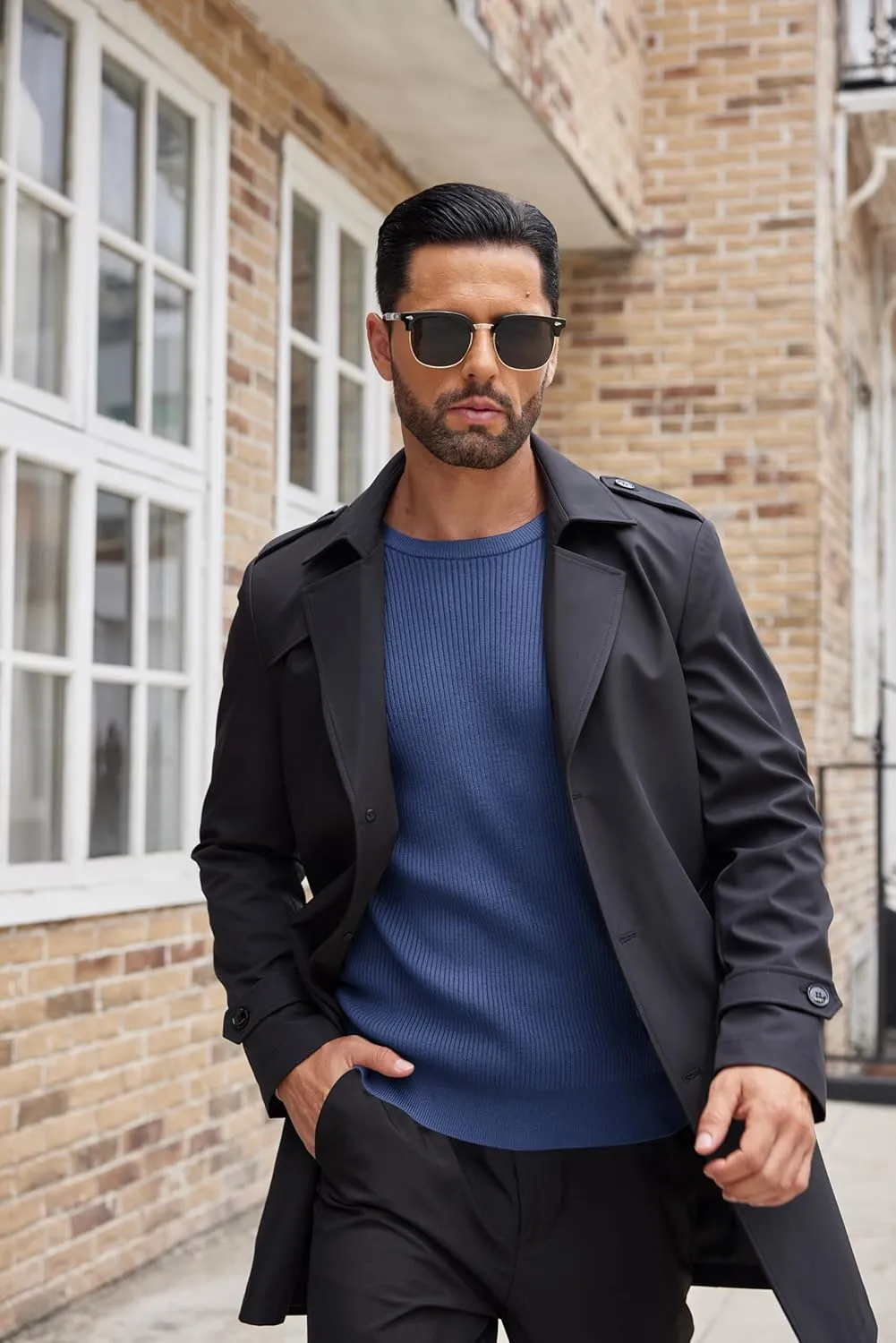 COOFANDY Men's Ribbed Crewneck Sweater Long Sleeve Slim Fit Knitted Pullover Sweater
