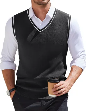COOFANDY Men's Sweater Vest V Neck Sleeveless Sweater Slim Fit Casual Knitted Pullover Sweater