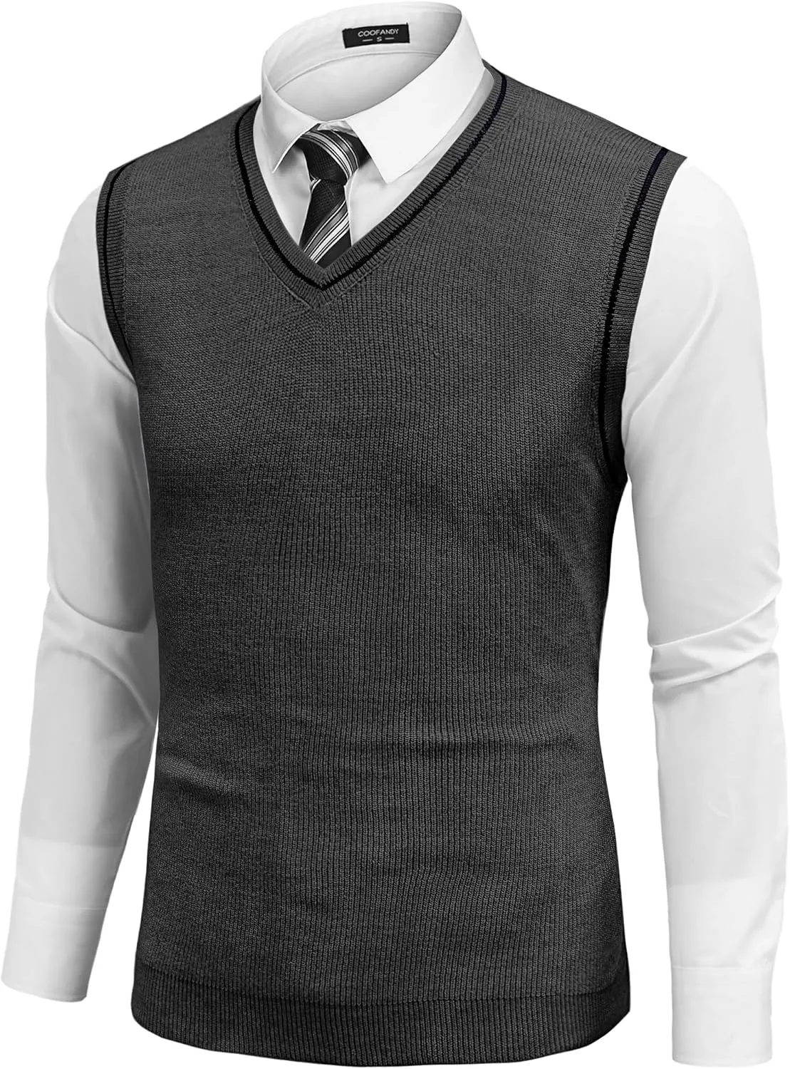 COOFANDY Men's Sweater Vest V Neck Sleeveless Sweater Slim Fit Casual Knitted Pullover Sweater