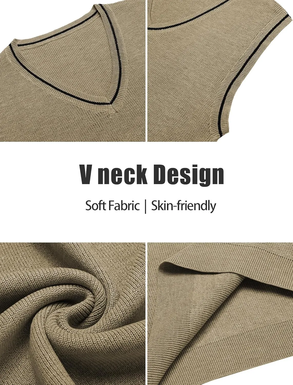 COOFANDY Men's Sweater Vest V Neck Sleeveless Sweater Slim Fit Casual Knitted Pullover Sweater