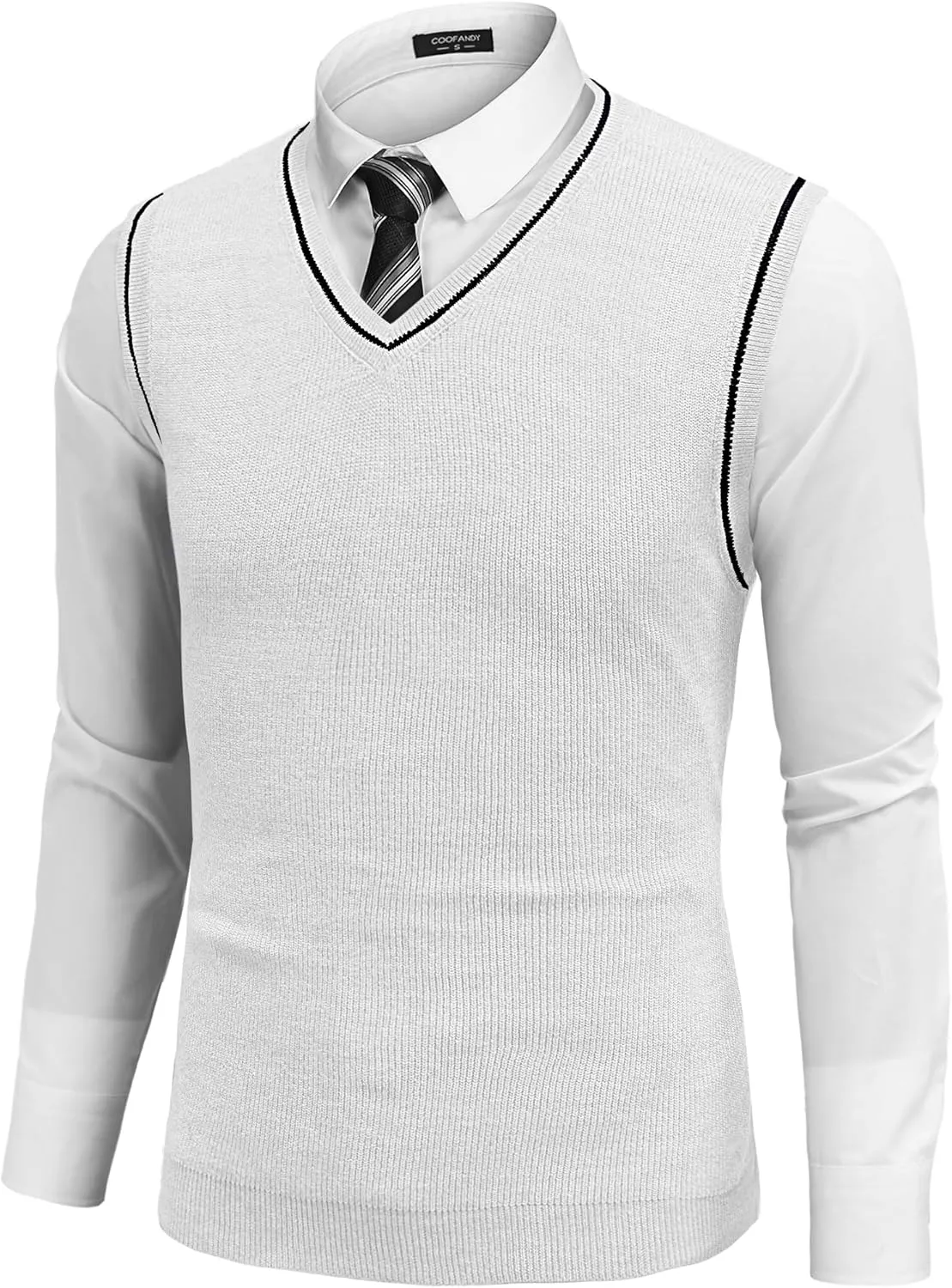 COOFANDY Men's Sweater Vest V Neck Sleeveless Sweater Slim Fit Casual Knitted Pullover Sweater