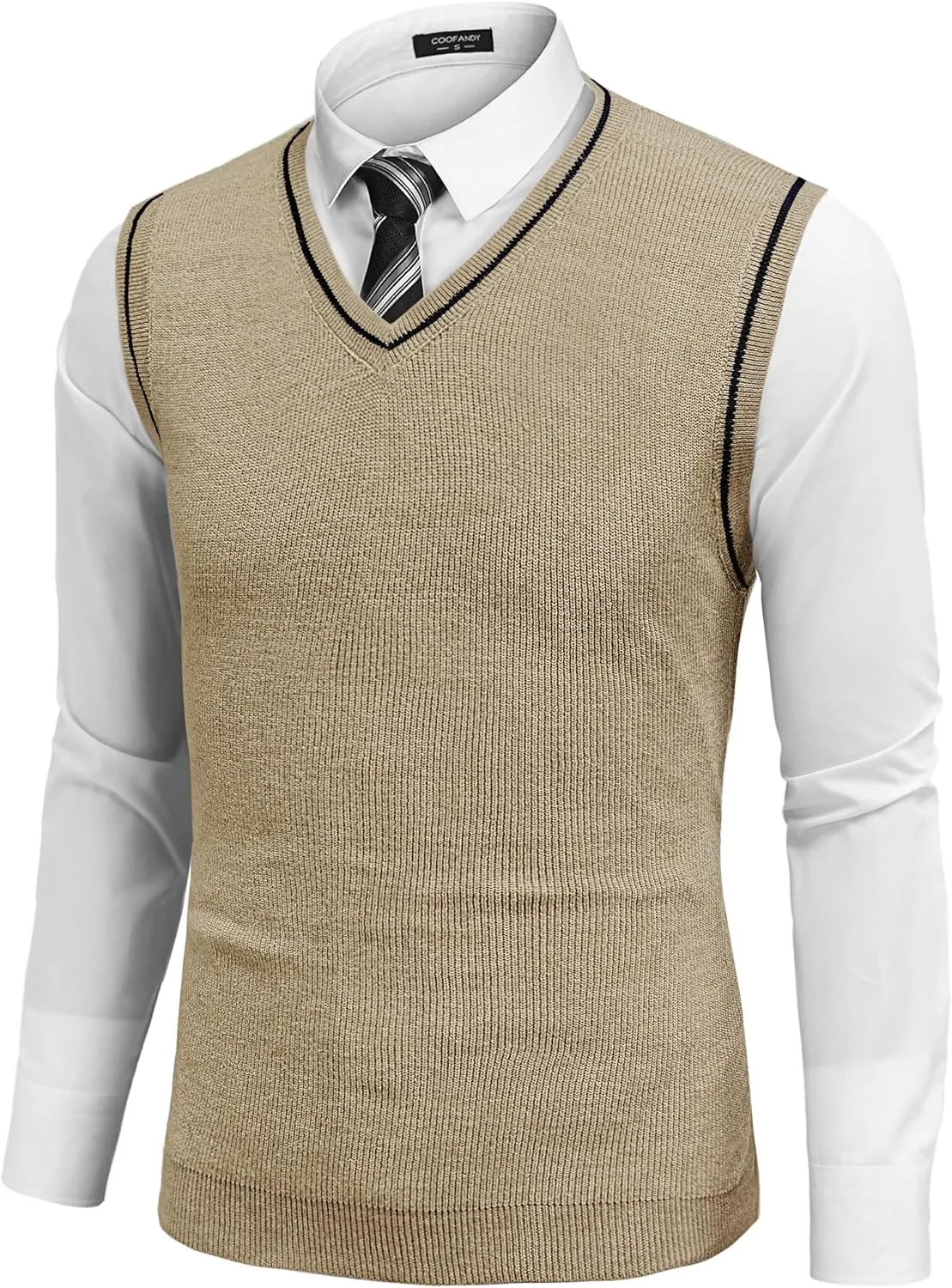 COOFANDY Men's Sweater Vest V Neck Sleeveless Sweater Slim Fit Casual Knitted Pullover Sweater