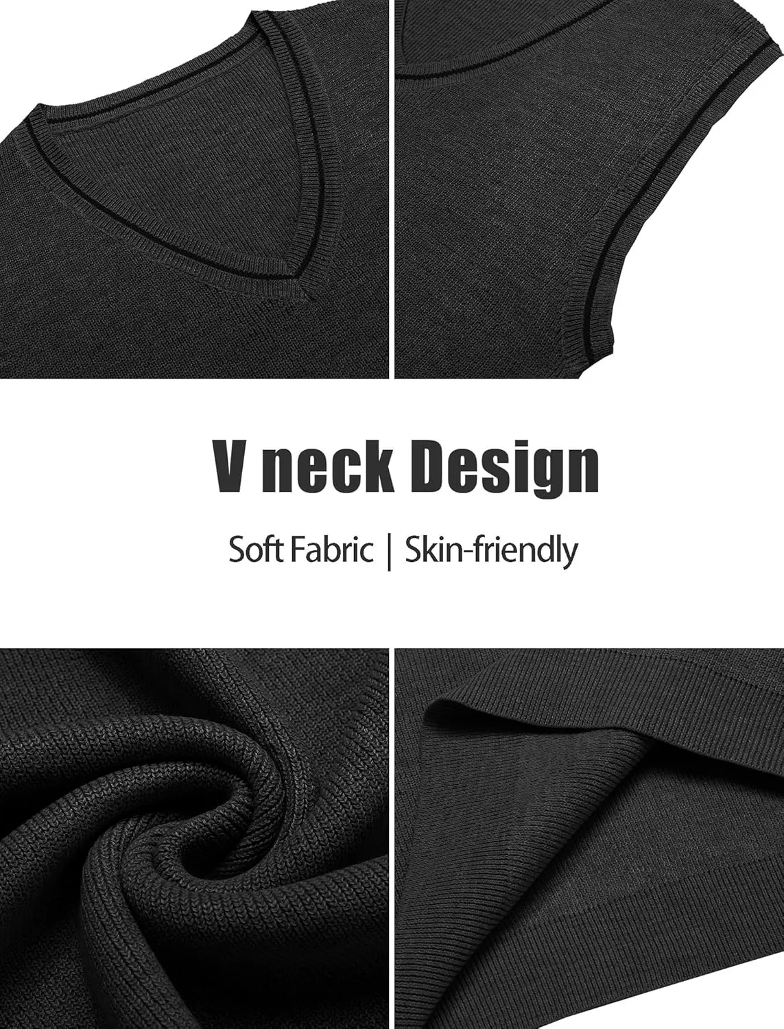 COOFANDY Men's Sweater Vest V Neck Sleeveless Sweater Slim Fit Casual Knitted Pullover Sweater