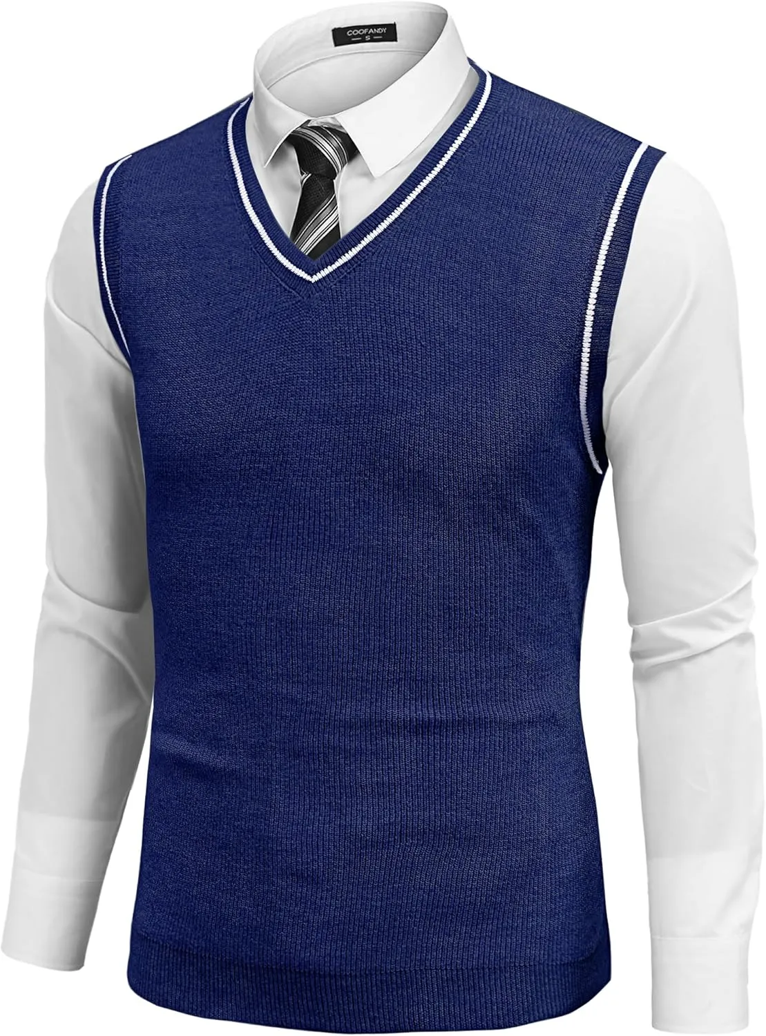 COOFANDY Men's Sweater Vest V Neck Sleeveless Sweater Slim Fit Casual Knitted Pullover Sweater