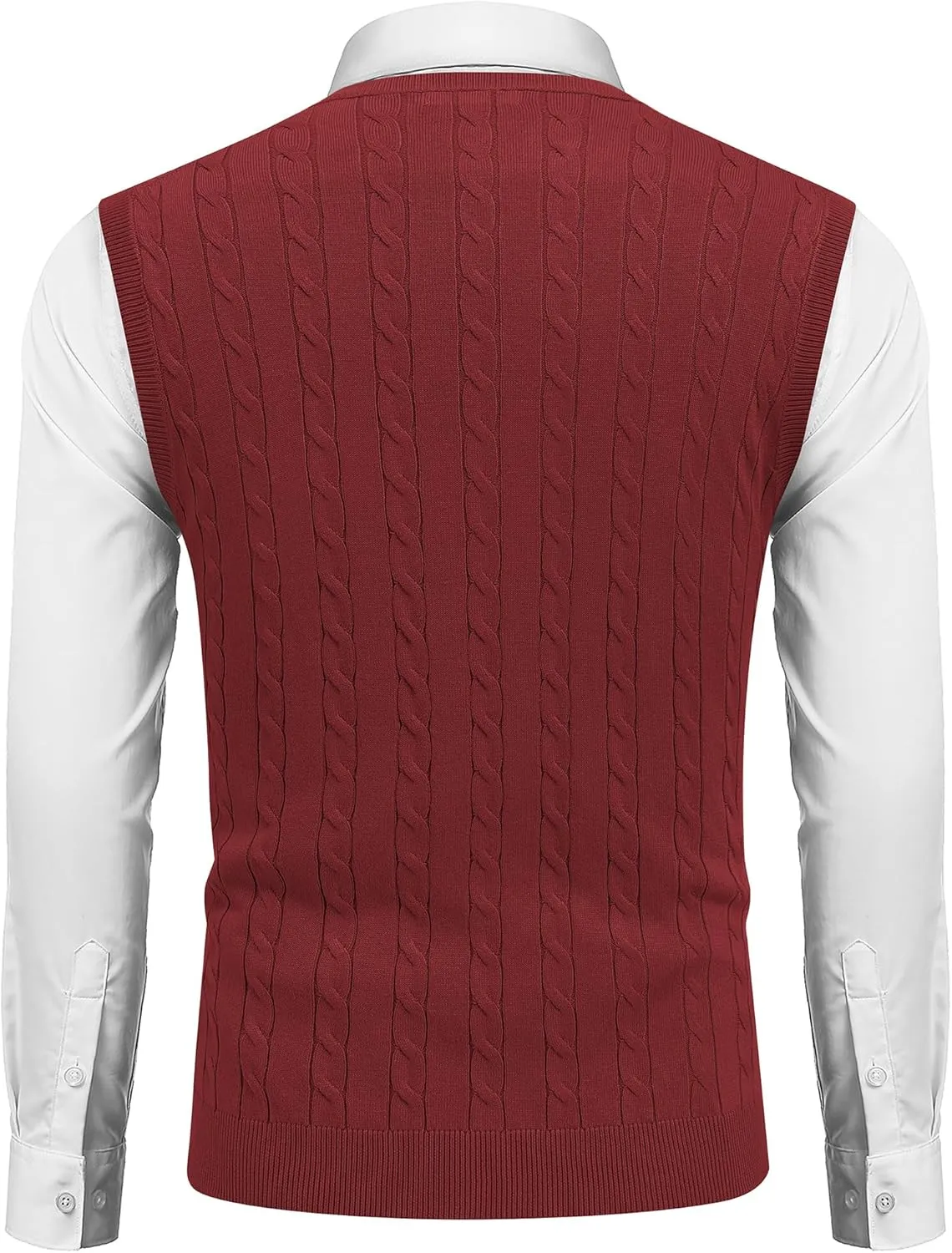 COOFANDY Men's Sweater Vest V Neck Slim Fit Cable Knitted Sleeveless Pullover Sweater
