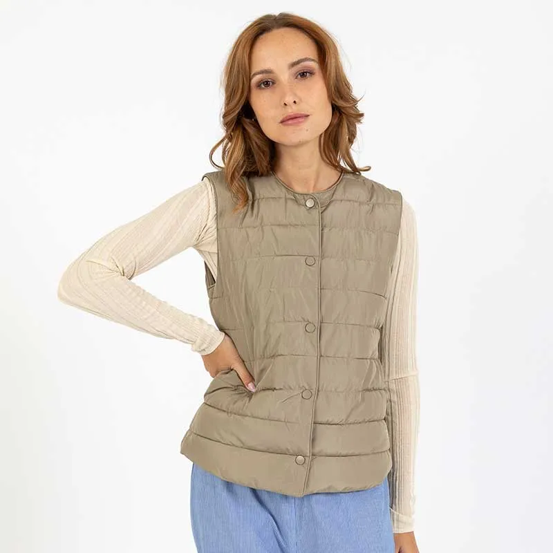 Coster Copenhagen Asta Quilted Vest Sand Olive