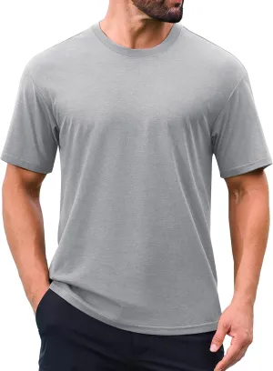 Cotrasen Men's T-Shirt Curve Hem UPF 50  Moisture Wicking Cooling Short Sleeve Casual Slightly Loose Solid Basic Tee Tops