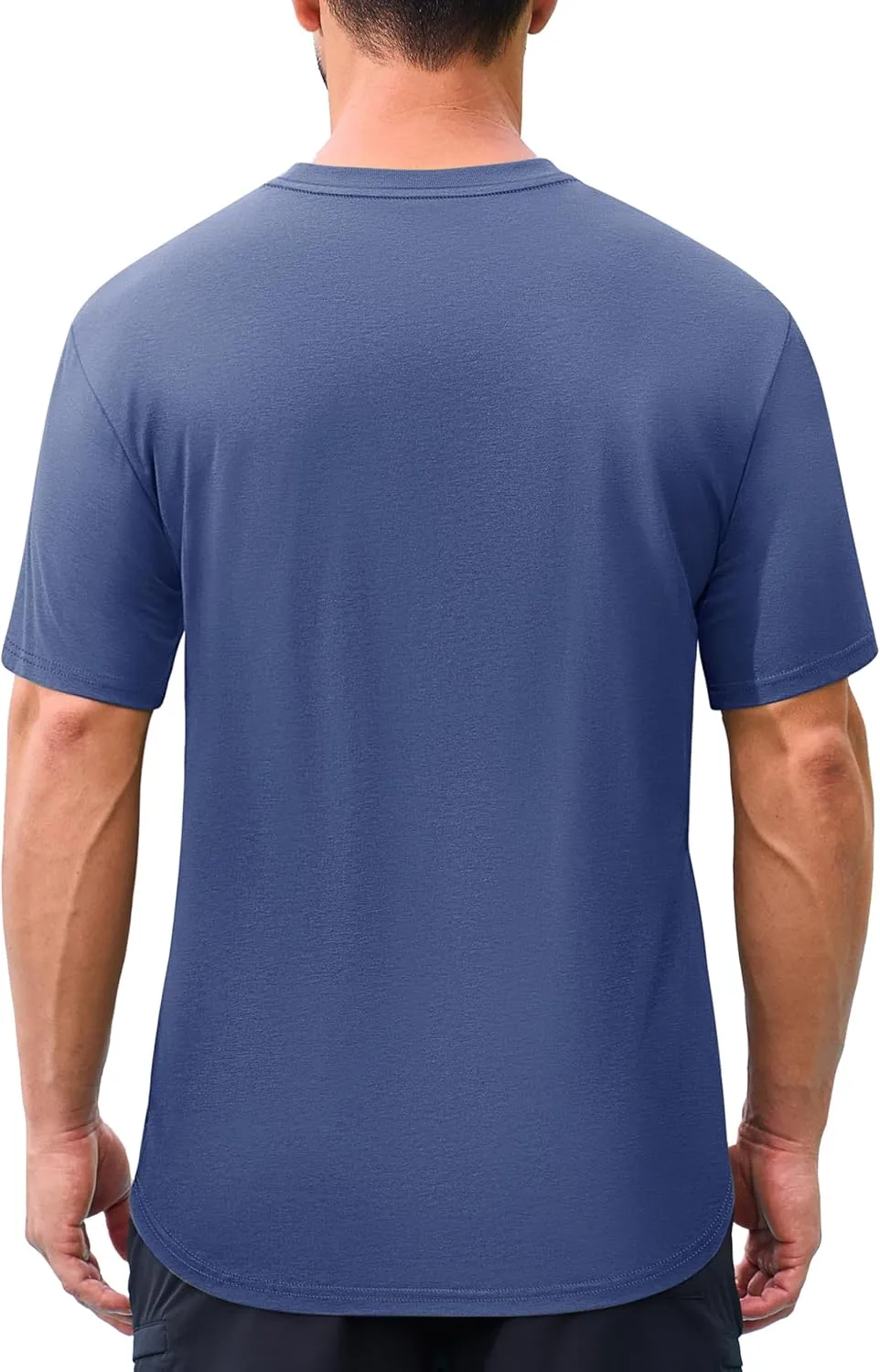 Cotrasen Men's T-Shirt Curve Hem UPF 50  Moisture Wicking Cooling Short Sleeve Casual Slightly Loose Solid Basic Tee Tops