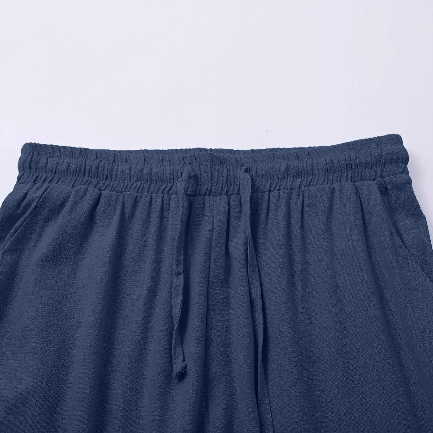 Cotton Linen Pants for Women Drawstring Elastic Waist Straight Leg Trousers Casual Spring and Summer Beach Pant