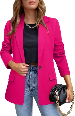 CRAZY GRID Womens Casual Blazer Jacket Long Sleeve Open Front Work Office Blazer Lapel Button Jacket