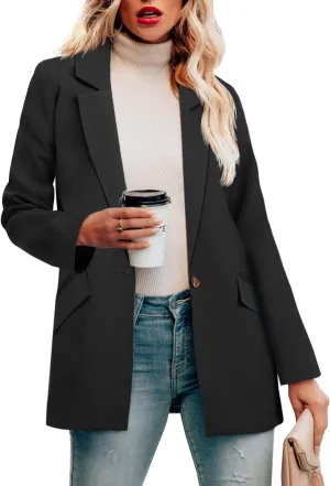 CRAZY GRID Womens Casual Blazer Jacket Long Sleeve Open Front Work Office Blazer Lapel Button Jacket