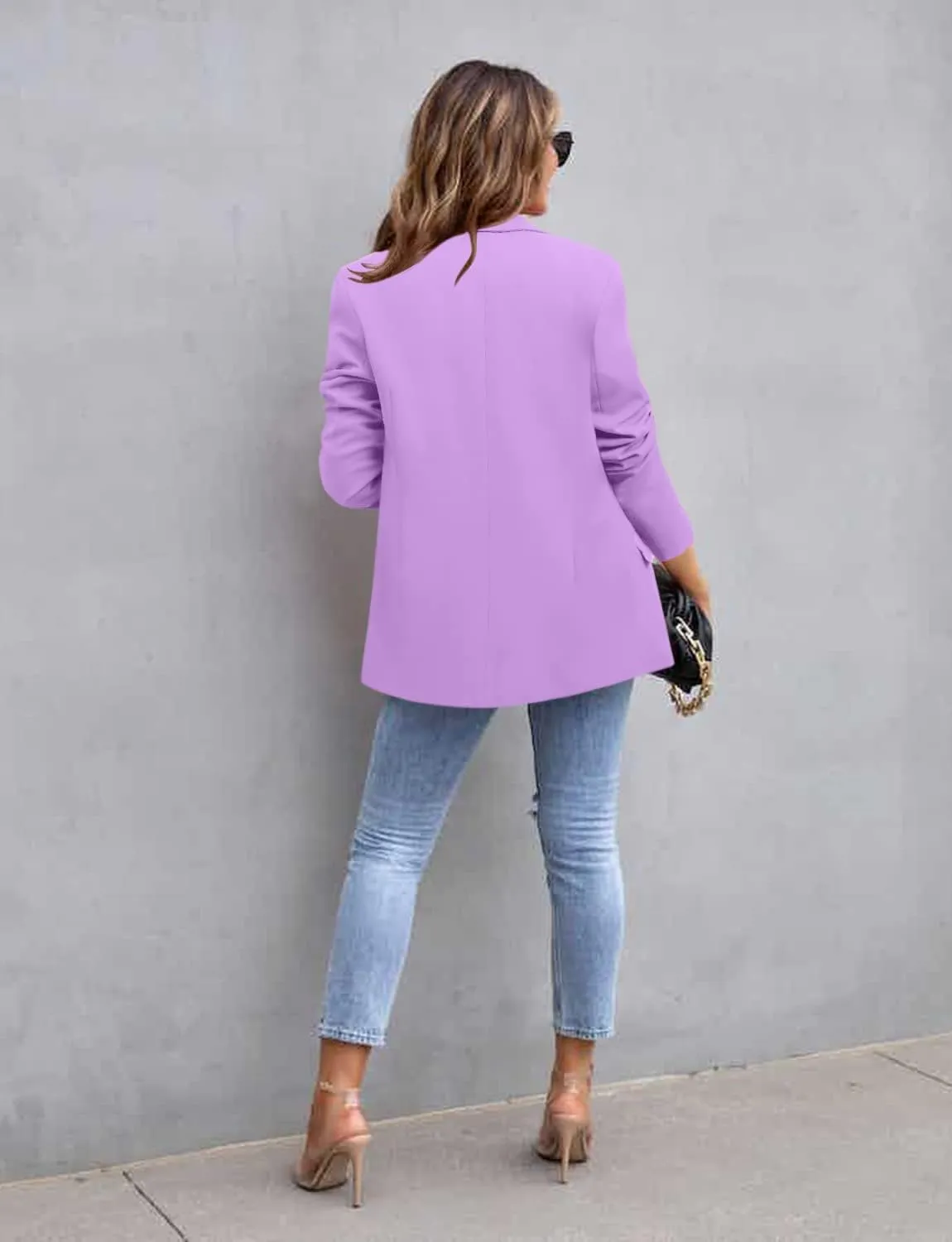 CRAZY GRID Womens Casual Blazer Jacket Long Sleeve Open Front Work Office Blazer Lapel Button Jacket