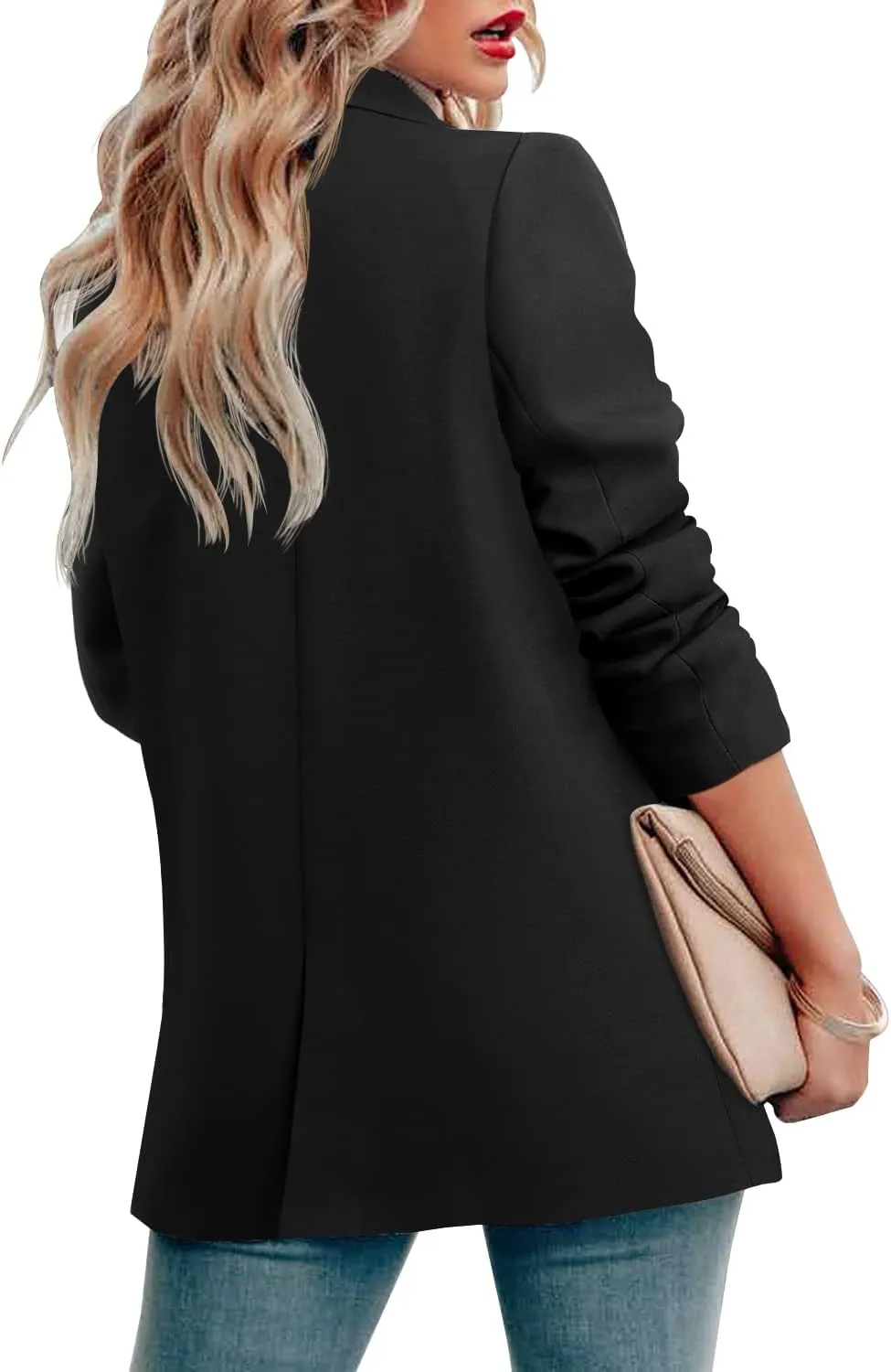 CRAZY GRID Womens Casual Blazer Jacket Long Sleeve Open Front Work Office Blazer Lapel Button Jacket