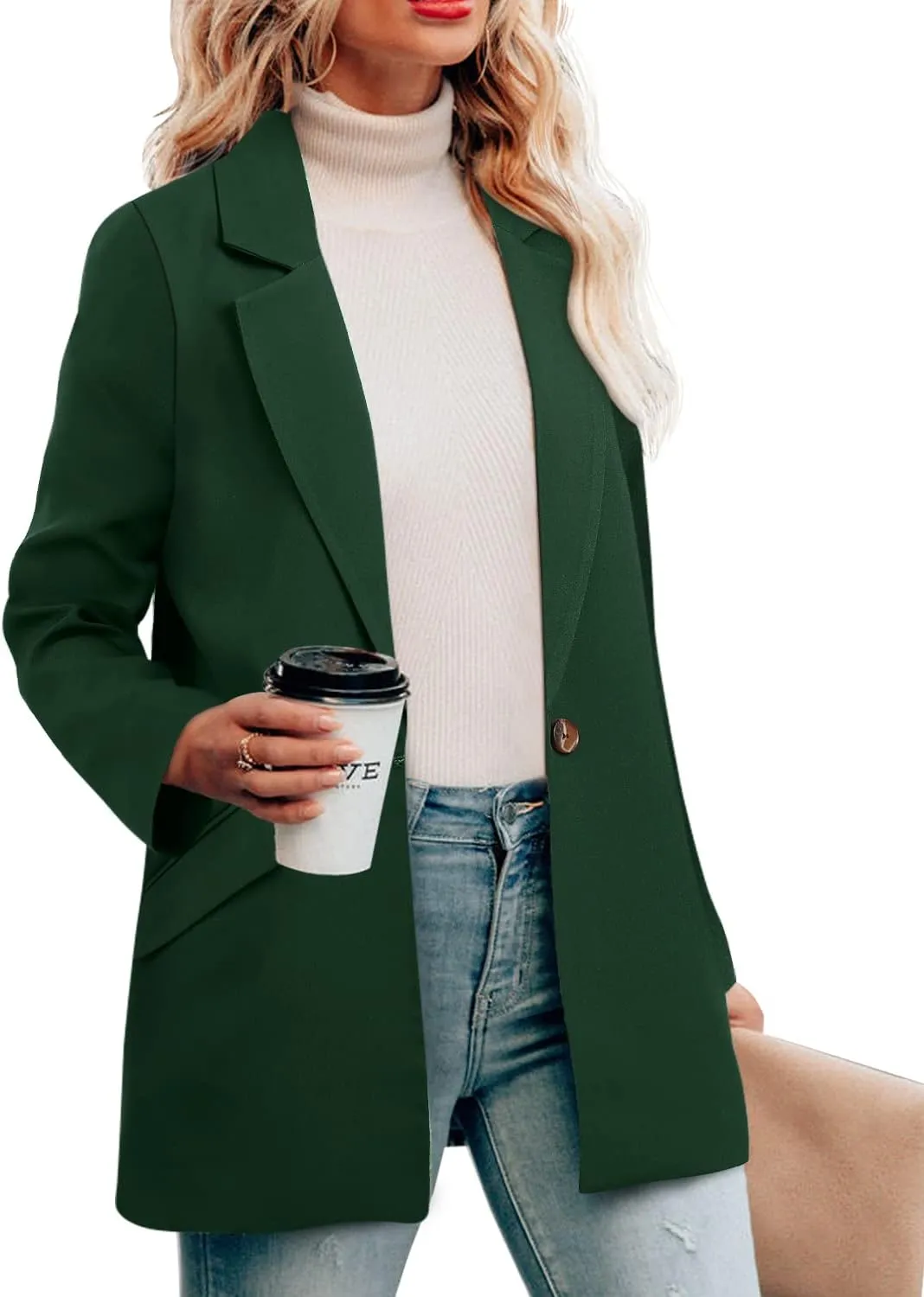 CRAZY GRID Womens Casual Blazer Jacket Long Sleeve Open Front Work Office Blazer Lapel Button Jacket