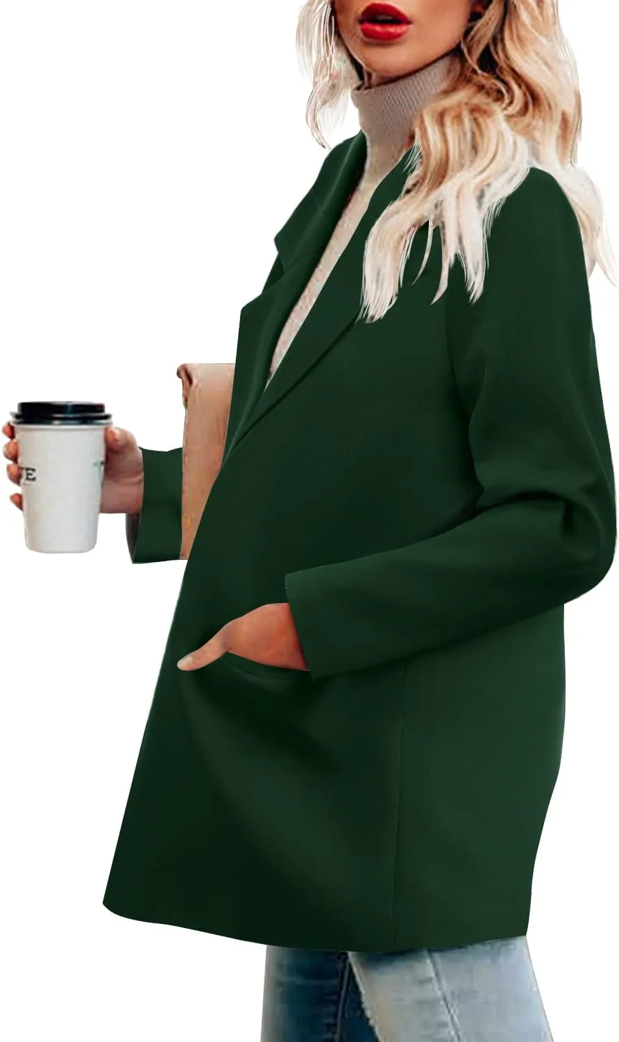 CRAZY GRID Womens Casual Blazer Jacket Long Sleeve Open Front Work Office Blazer Lapel Button Jacket