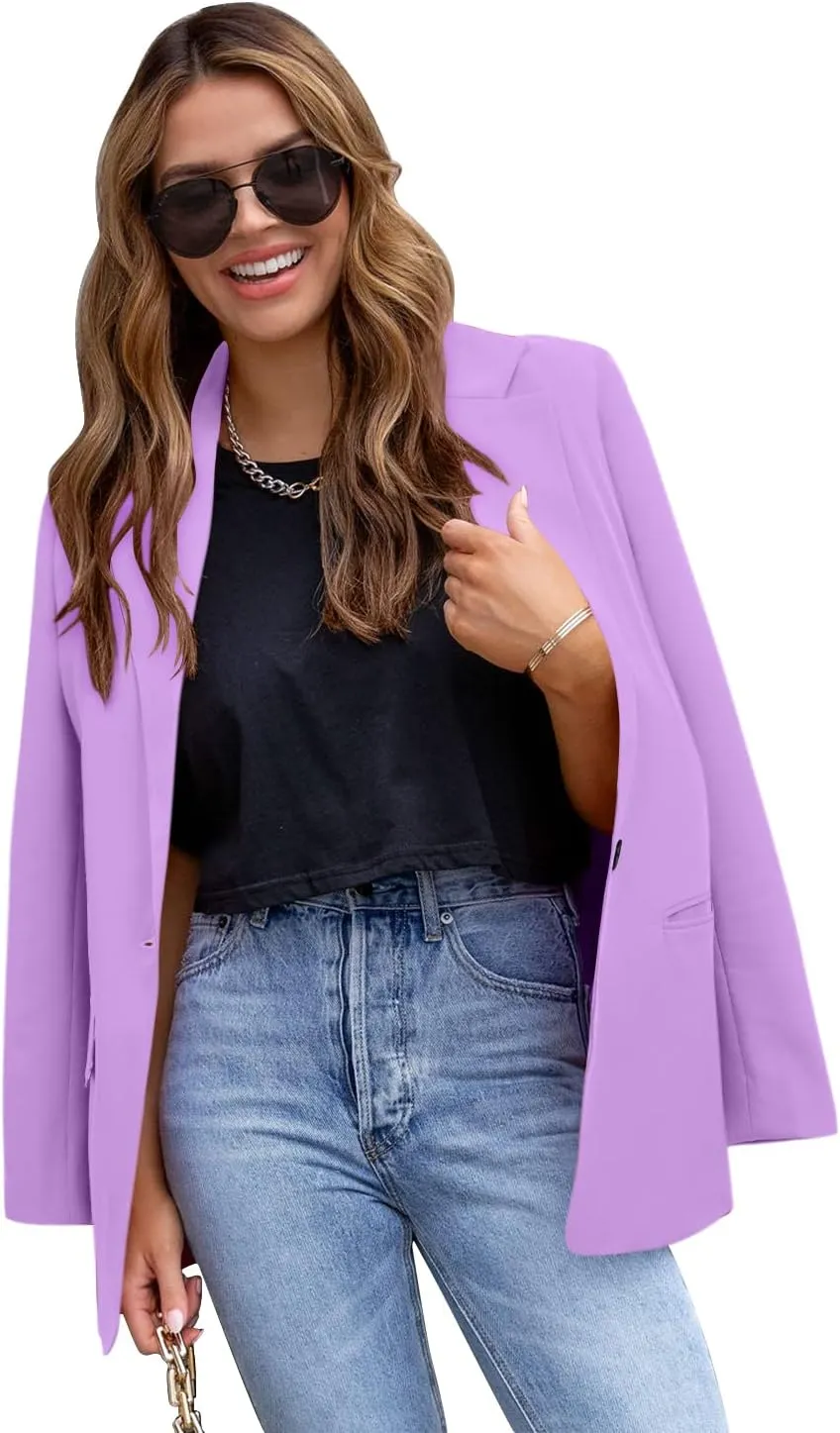 CRAZY GRID Womens Casual Blazer Jacket Long Sleeve Open Front Work Office Blazer Lapel Button Jacket
