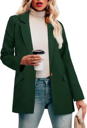 CRAZY GRID Womens Casual Blazer Jacket Long Sleeve Open Front Work Office Blazer Lapel Button Jacket