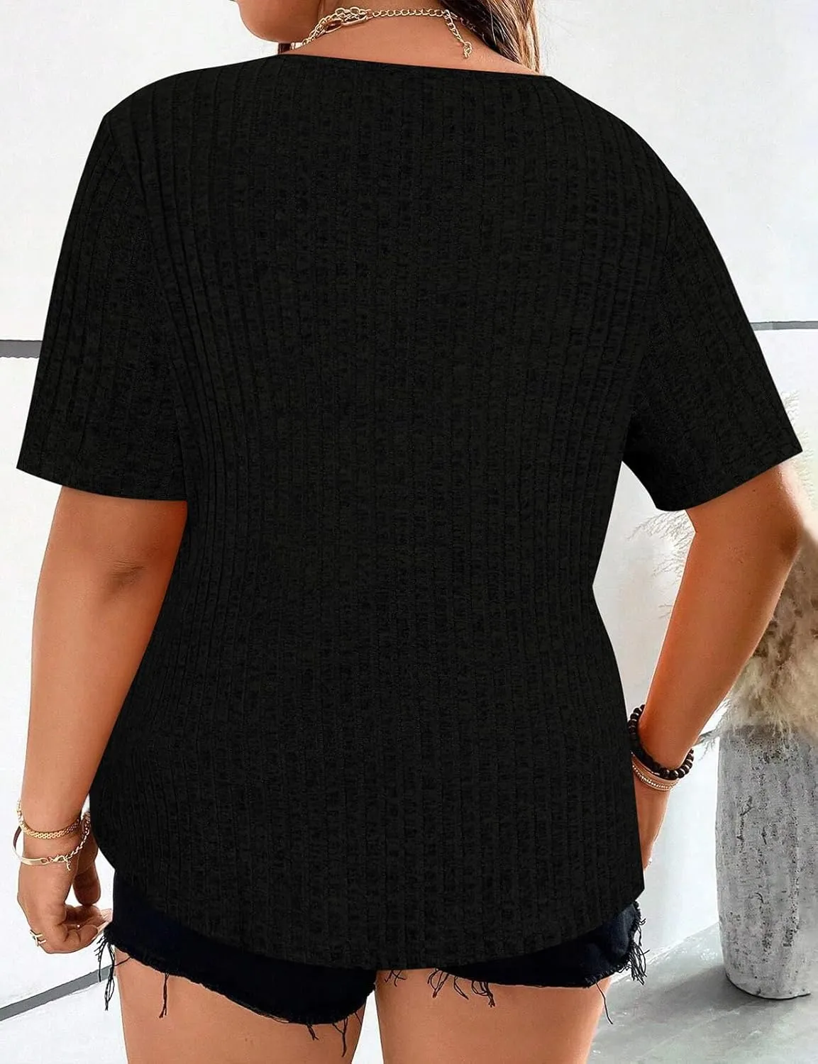 Cucuchy Style Women's Plus Size Tops Casual Zip Up V Neck Shirts Short Sleeve Button Blouses