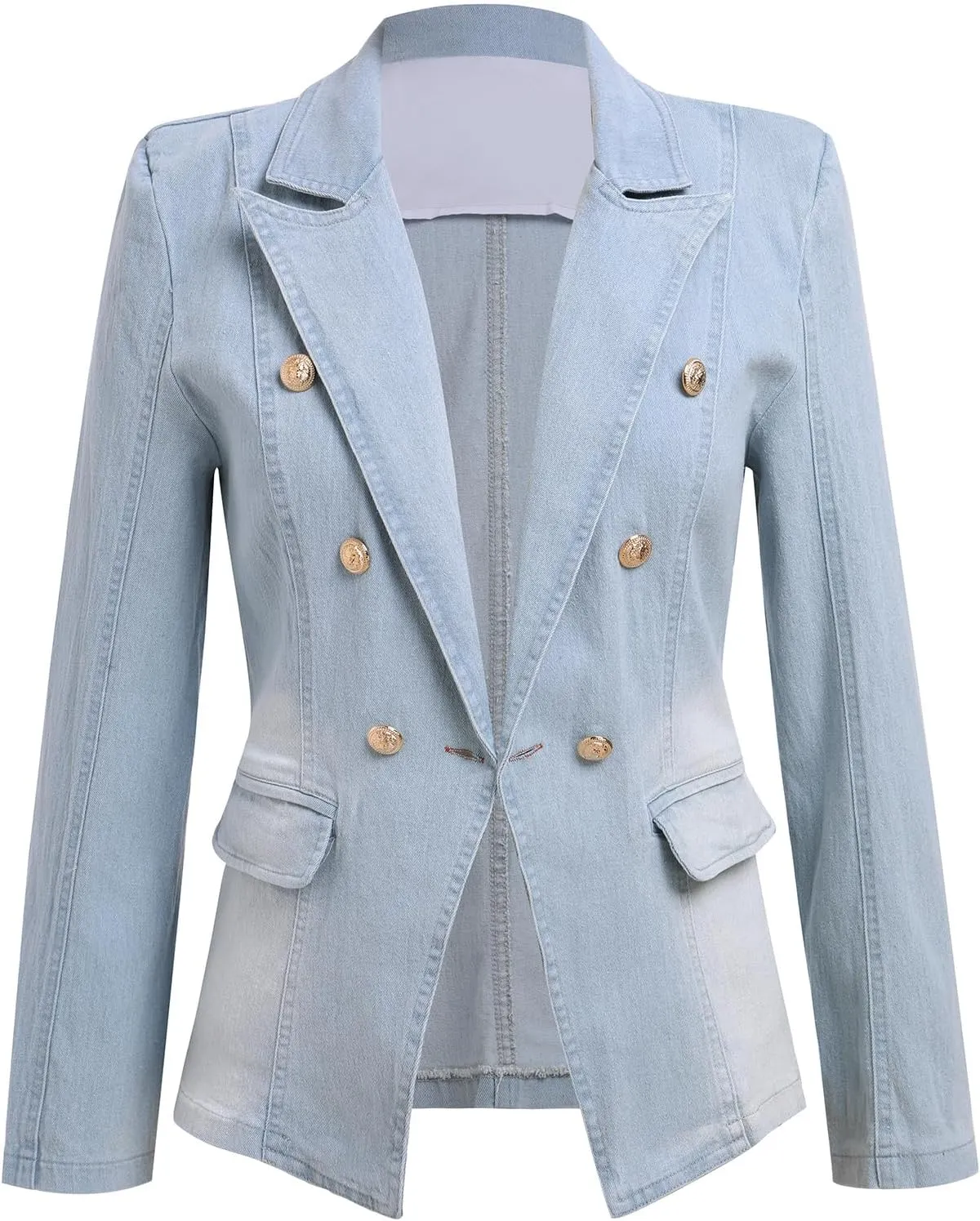 Denim Blazer Suit for Women Casual Jacket Button Down Early Spring Fall Work Office Business Blazer