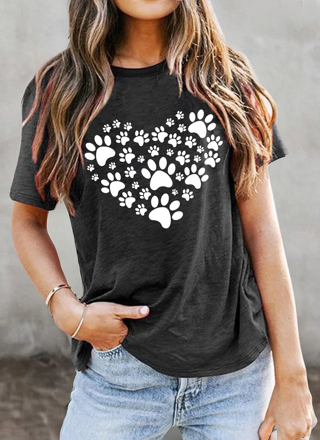 Dog Lover Shirts for Women - Cat Paw Graphic Tee Dog Mom Gifts Girls Heart Tops