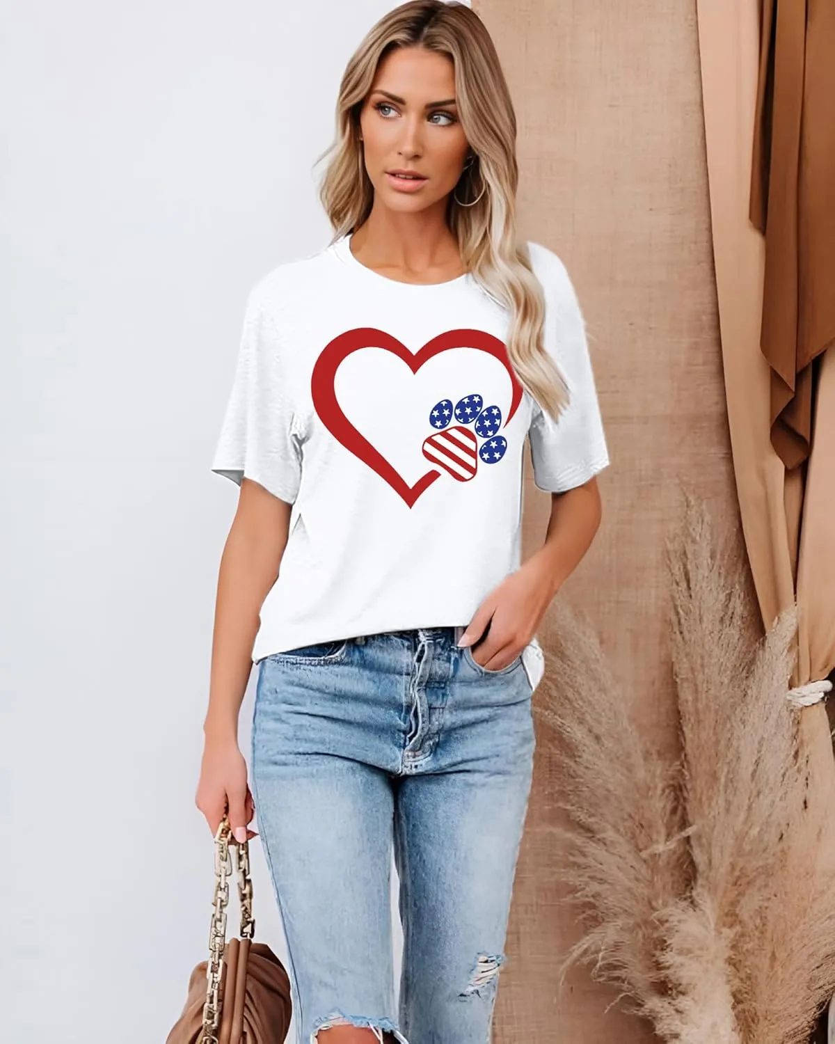 Dog Lover Shirts for Women - Cat Paw Graphic Tee Dog Mom Gifts Girls Heart Tops