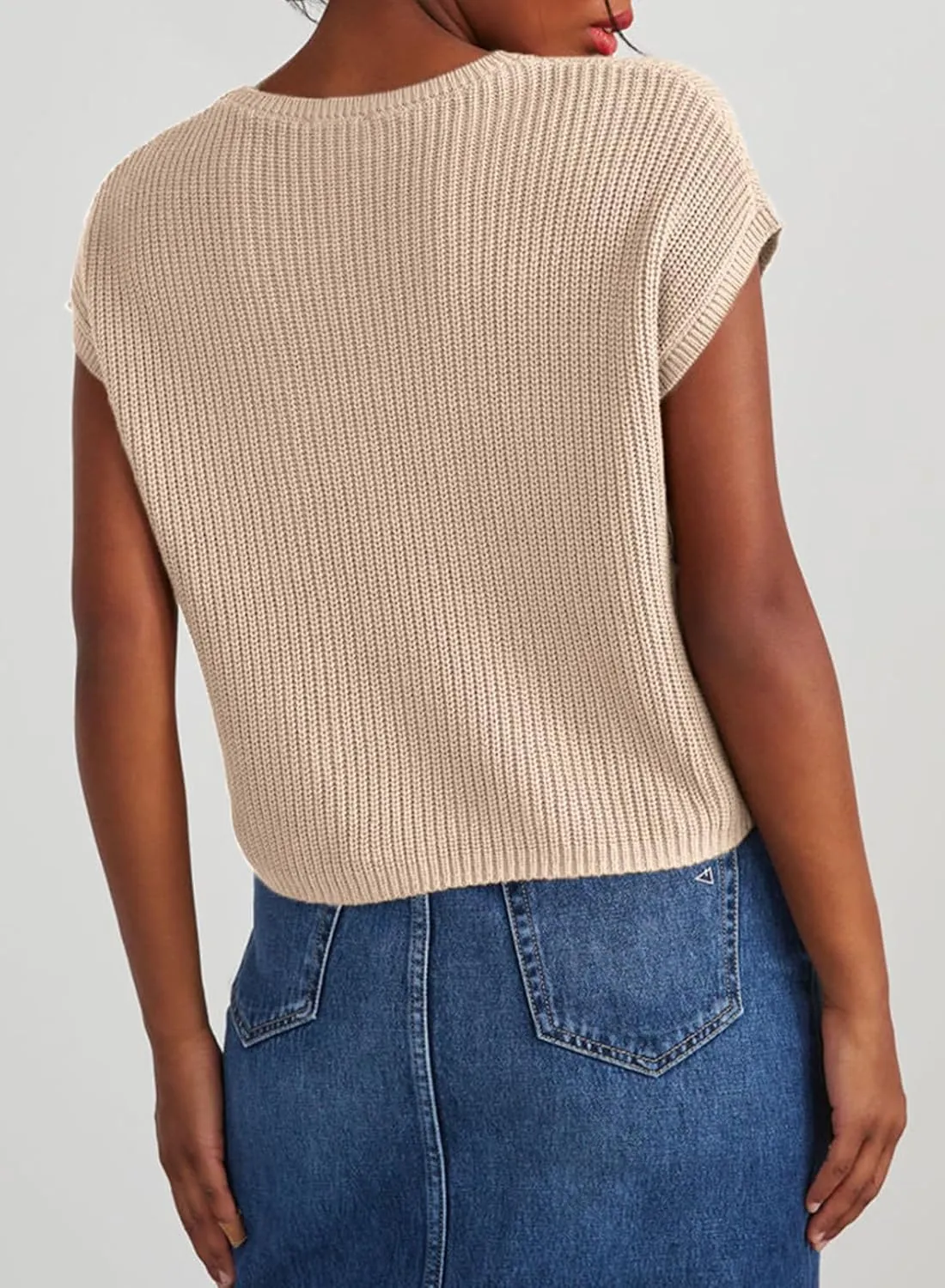 Dokotoo Women's Casual Short Sleeve Loose Tunic Tops Lightweight Knit Spring Pullover Sweater Blouses