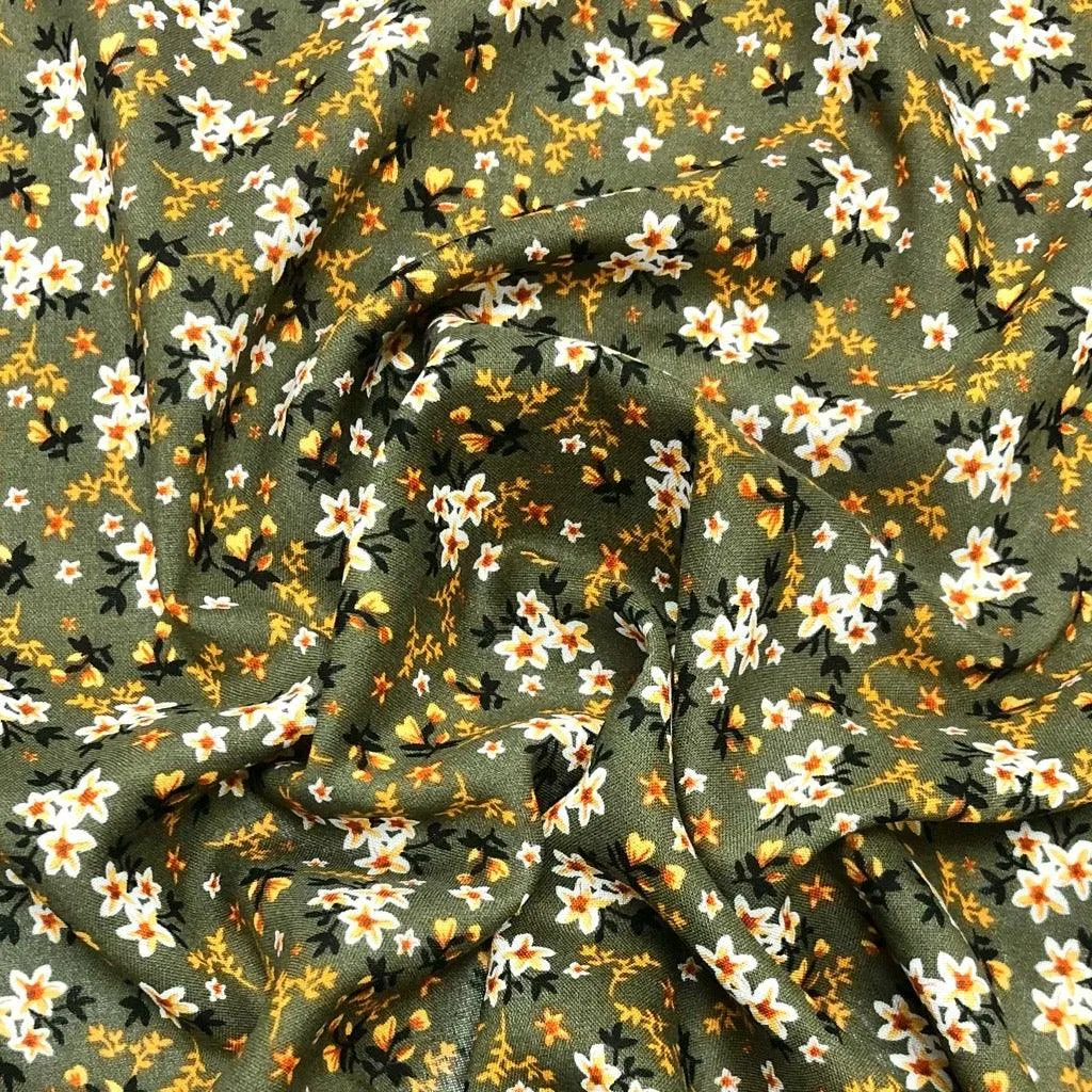 Elegant Floral Viscose Challis Fabric