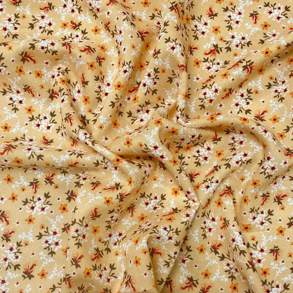Elegant Floral Viscose Challis Fabric