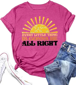 Every Little Thing is Gonna Be Alright Shirt Women Country Music Tshirt Hippie Gift Shirt Vintage Graphic Tees Top