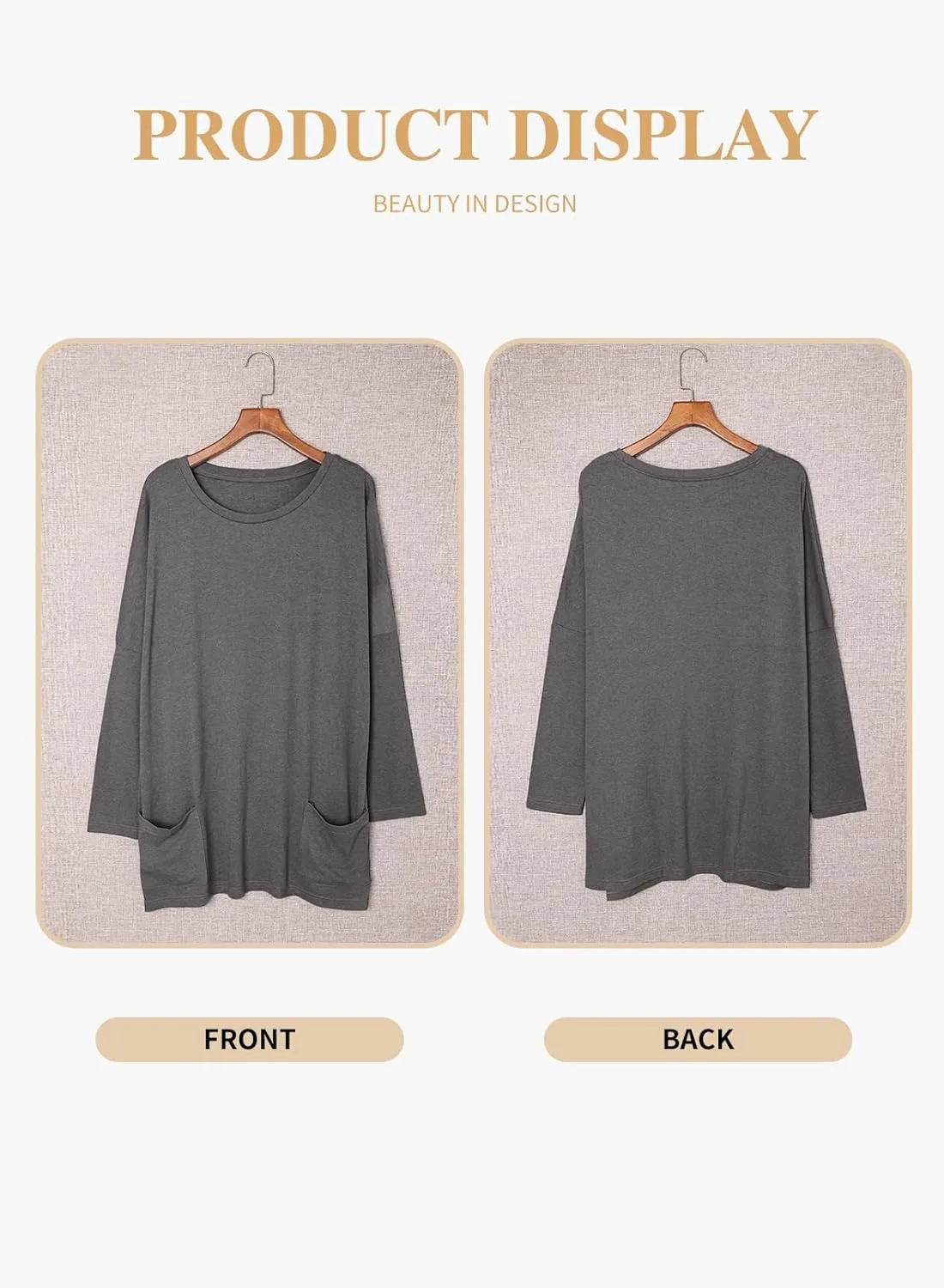 Eytino Womens Plus Size Long Sleeve Tops Crewneck Lightweight Sweatshirt Loose Casual Oversized T Shirts with Pockets(1X-5X)