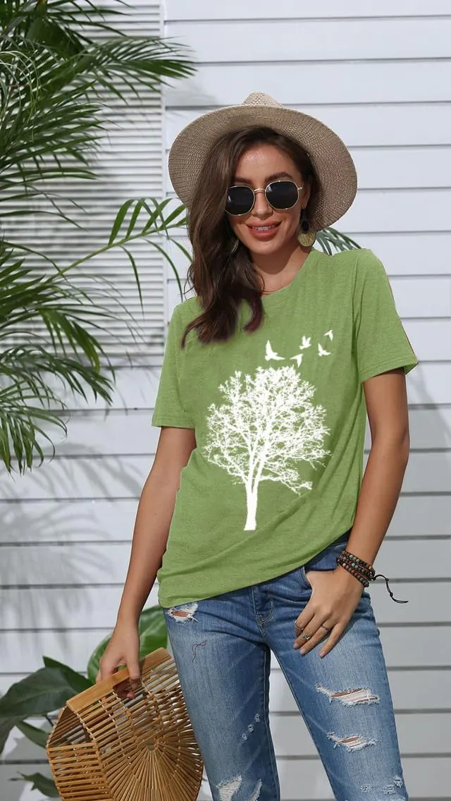 Funny Graphic Women Skinny Pine Tree Shirt Summer Hiking Camping Athletic Tees Nature Casual Comfy Clothes