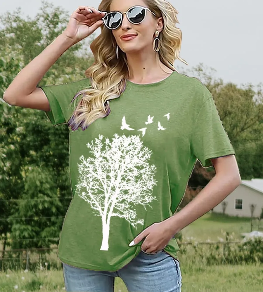 Funny Graphic Women Skinny Pine Tree Shirt Summer Hiking Camping Athletic Tees Nature Casual Comfy Clothes