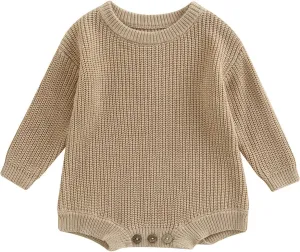 FYBITBO Baby Girl Boy Sweater Knit Oversized Pullover Sweatshirt Romper Onesie Warm Fall Winter Clothes Outfit Newborn