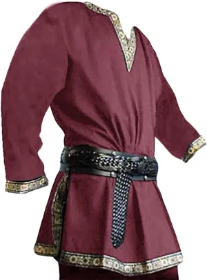 Gafeng Mens Medieval Costume Renaissance Pirate Halloween Viking Tunic Knight Cosplay Warrior LARP Shirts