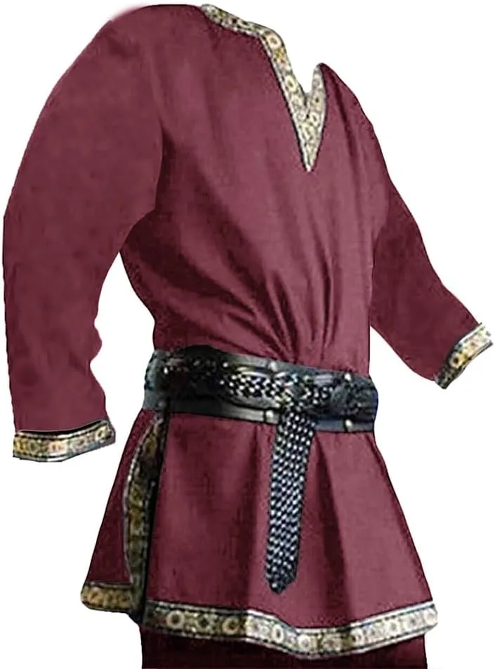 Gafeng Mens Medieval Costume Renaissance Pirate Halloween Viking Tunic Knight Cosplay Warrior LARP Shirts