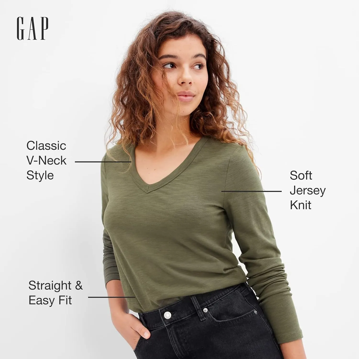 GAP Women's Foreversoft Long Sleeve V-Neck Tee T-Shirt