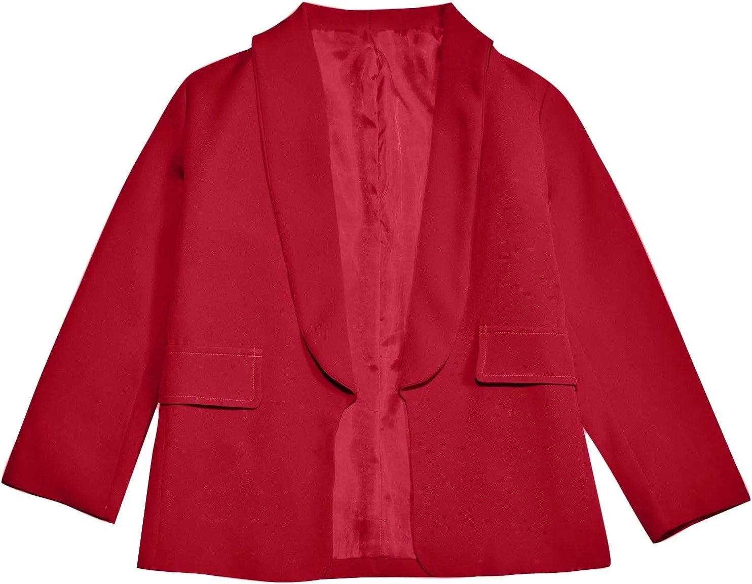 Girls Blazer Long Sleeve Shawl Collar Formal Blazers Suit Jacket Open Front Inner Pocket for Kids Size 3-14 Year