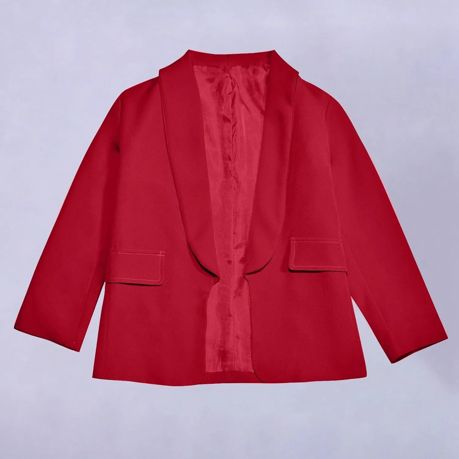 Girls Blazer Long Sleeve Shawl Collar Formal Blazers Suit Jacket Open Front Inner Pocket for Kids Size 3-14 Year
