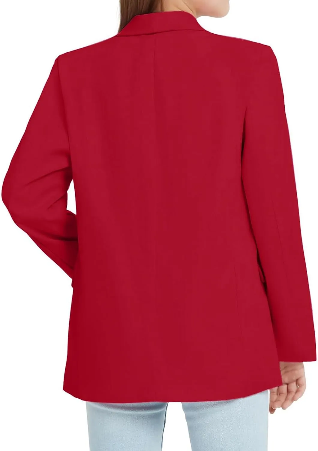 Girls Blazer Long Sleeve Shawl Collar Formal Blazers Suit Jacket Open Front Inner Pocket for Kids Size 3-14 Year